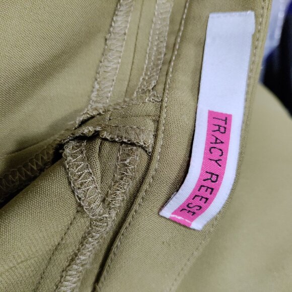 Vintage Tracy Reese Midrise Flat Front Flare Leg Y2K Trouser Pants Light Green - Picture 10 of 15